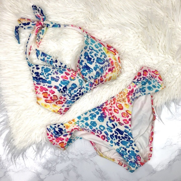 PINK Victoria's Secret Other - Victorias Secret PINK Swim Colorful Leopard Bikini